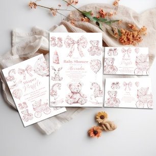 Pink Toile De Jouy Toys Baby Shower Napkins