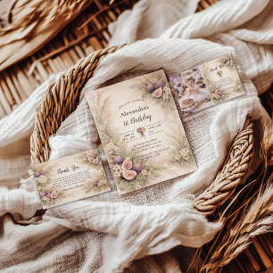 Fig Garden Floral 1st Birthday Invitation