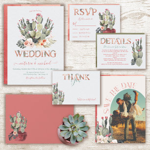 Terracota and Cactus Wedding Fiesta invitations