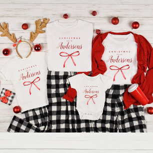 Family matching Christmas t-shirt - red bow Tri-Blend Shirt