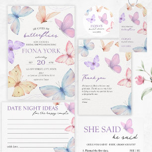 He gives me butterflies   Elegant Bridal Shower Invitation