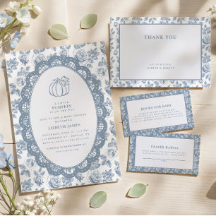 Chinoiserie Floral Blue Toile  Thank You Card
