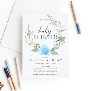 Pastel Blue Baby Shower Invitation Shower Invites