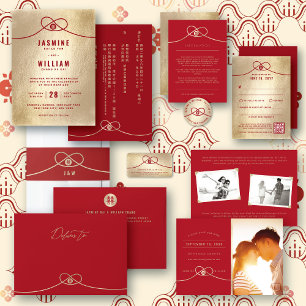 Red Knot Union Double Happiness Chinese Wedding Envelope
