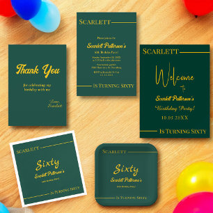 Elegant Luxury Green And Gold Modern Birthday Napkins