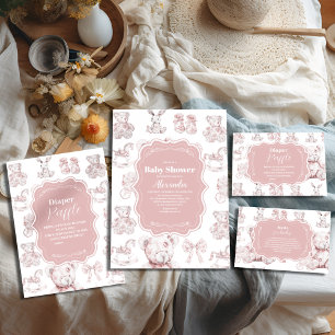 Pink Toys Toile De Jouy Baby Shower Napkins