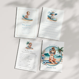 Baby on Board Tropical Beach-Themed Baby Shower Thank You Card