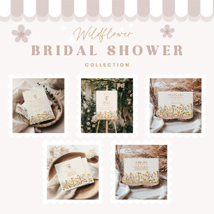 Yellow Wildflowers and Daisies Bridal Shower Acrylic Invitations