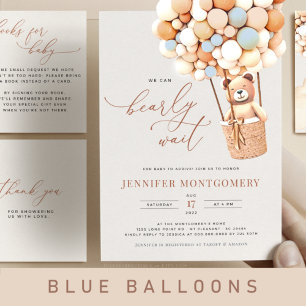 Bear Balloons Baby Shower All In One Invitation