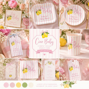 Ciao Baby Lemon Bows Girls Baby Shower Invitation Paper Plates