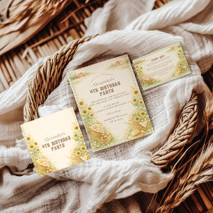 Sunflower Farm Storybook Kids Birthday Invitation