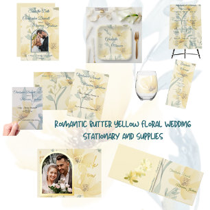 Butter Yellow Pale Blue Floral Watercolor Wedding Foam Board