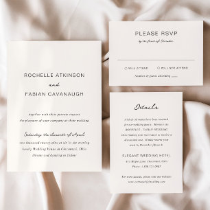 Simple Cream Elegant Wedding RSVP Card