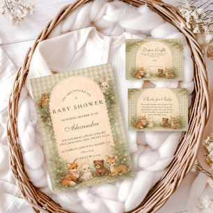 Vintage Woodland Baby Animals Baby Shower Invitation