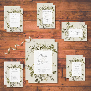 Delicate Boho Greenery Wedding Invitation