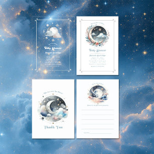 Over the Moon Celestial Baby Shower Advice Card