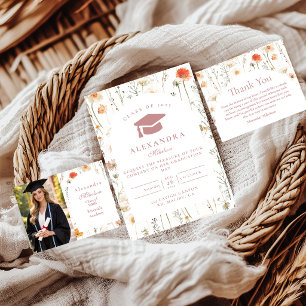 Photo Elegant Wildflower Graduation Celebration Announcement
