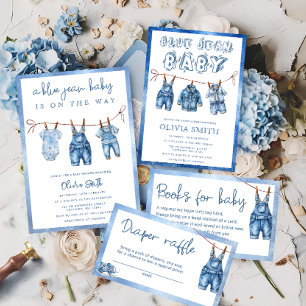 Blue Jean Baby Denim Baby Shower Diaper Raffle Enclosure Card