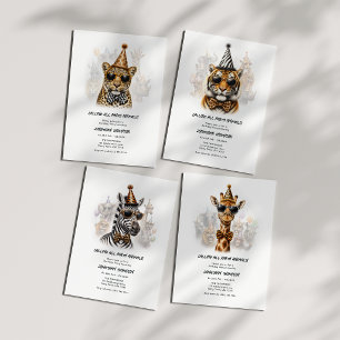 Party Animals Funny Giraffe Kids Birthday Party Invitation
