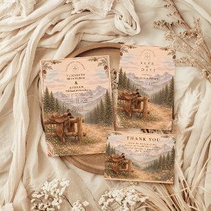Mountain Forest Western Saddle Wedding Invitation