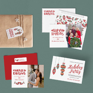 Folk Art Tree Christmas Party Invitation