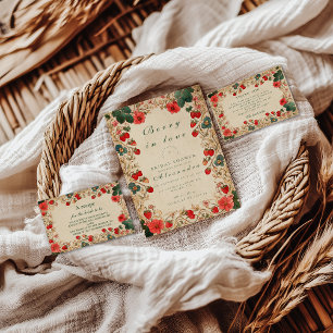 Vintage Strawberry Botanical Bridal Shower Thank You Card