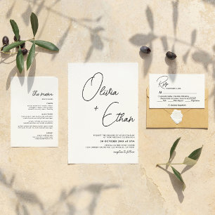 Modern Minimalist Black and White Wedding Menu