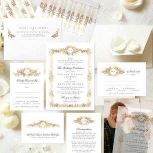 elegant gold botanical classic custom wedding envelope