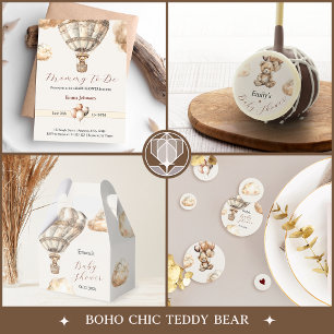 Boho Bear Air Balloon Clouds Baby Shower