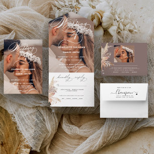 Elegant Seal and Send Boho   The Wedding Of      All In One Invitation