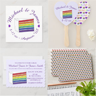 LGBT Gay Pride Rainbow Layer Wedding Cake Slice Invitation