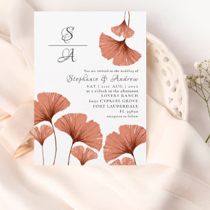Budget Terracotta Foliage Wedding Invitation
