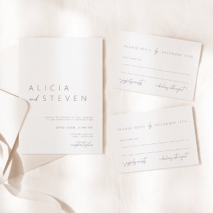 Modern Black White Wedding Menu & Guest Place Card