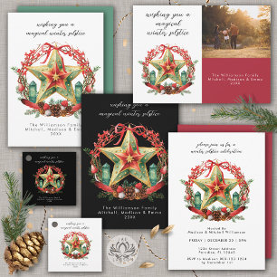 Winter Solstice Wreath Star Holiday Christmas Yule Favor Tags