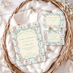 Victorian Rose Lattice Baby Shower Invitation