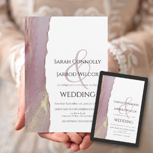 Beautiful Dusty Pink and Gold Wedding Foil Invitation