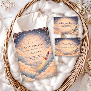 Neutral Space Rocket Stars Baby Shower Napkins