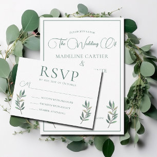 Elegant Green Eucalyptus Leaf Modern Fall Wedding Invitation
