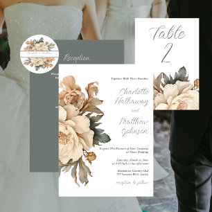 Elegant Cream and Taupe With Green Floral Wedding Foam Board