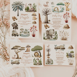 Tropical Jungle Safari Animals Boy Baby Shower Napkins