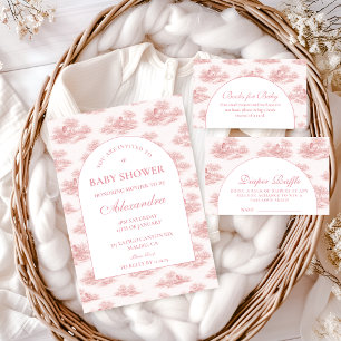French Toile Baby Shower Pink Napkins