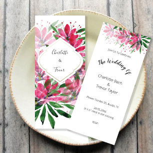 Elegant Rich Colored Abstract Lotus Watercolor All In One Invitation