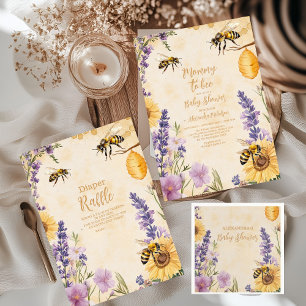 Mommy to Bee Floral  Baby Shower Invitation