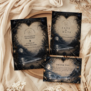 Dark Beach Goth Wedding Invitation