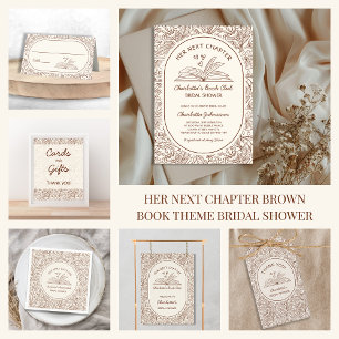 Her Next Chapter Book Club Brown Bridal Shower Invitation