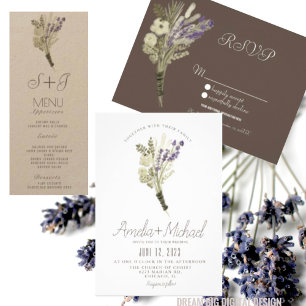 Lavender Watercolor Eco Friendly Rustic Wedding Invitation
