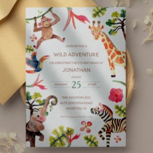 Wild Safari Zoo Birthday Invitation
