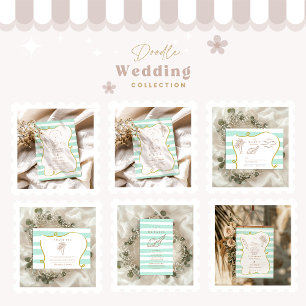 Striped Beach Wedding Thank You Card