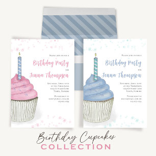 Cute Watercolor Cupcakes QR Code Social Media Invitation
