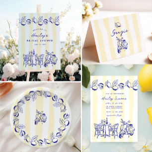 La Dolce Vita Italian Lemon Yellow Bridal Shower Invitation